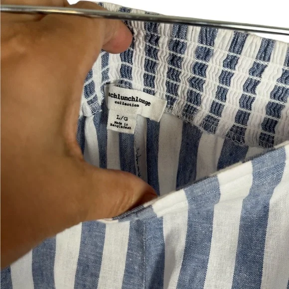 BEACHLUNCHLOUNGE SIZE LG LINNEN AND COTTEN STRIPED PANTS - Picture 8 of 9